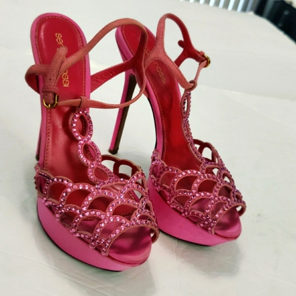 Pink Rhinestone Platform Heels - Picture 9 of 14